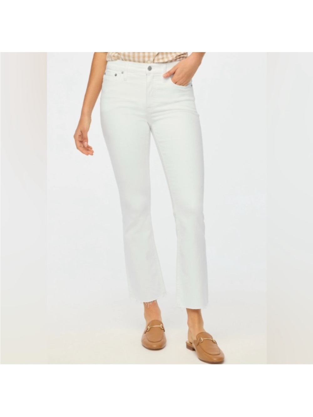 J. Crew White Mid-Rise Flare Crop 31ish